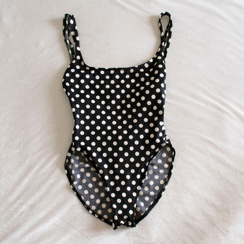 [Vintage] Backless Polka Dot One Piece Swimsuit